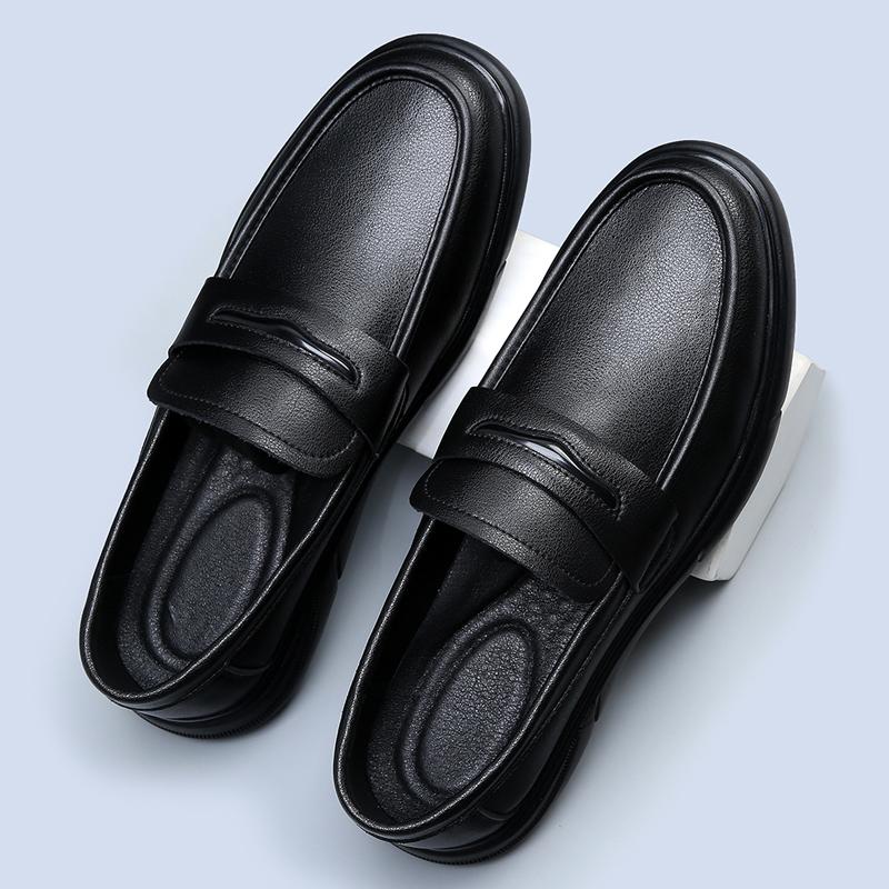 

Весна/Лето Мужская Обувь из Натуральной Кожи, Ленивая Обувь с Туфлями-Бинс, Модная Удобная Мужская Повседневная Кожаная Обувь с Круглым Носком 44 чёрный