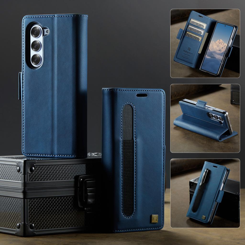 For Samsung Galaxy Z Fold5 / Z Fold6 / Z Fold7  Wallet Case with Card Slots & Kickstand, 360° Protection Leather Case