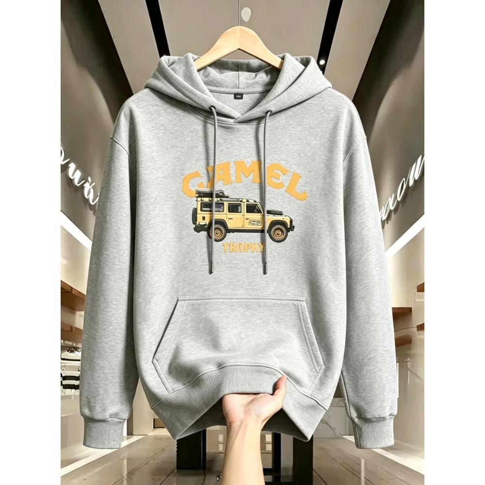 Retro Pattern Print Hoodie Men Women Loose Casual Autumn Winter Streetwear Sports Pullover Sweatshirt Vintage Harajuku Fleece Daily Wear Top