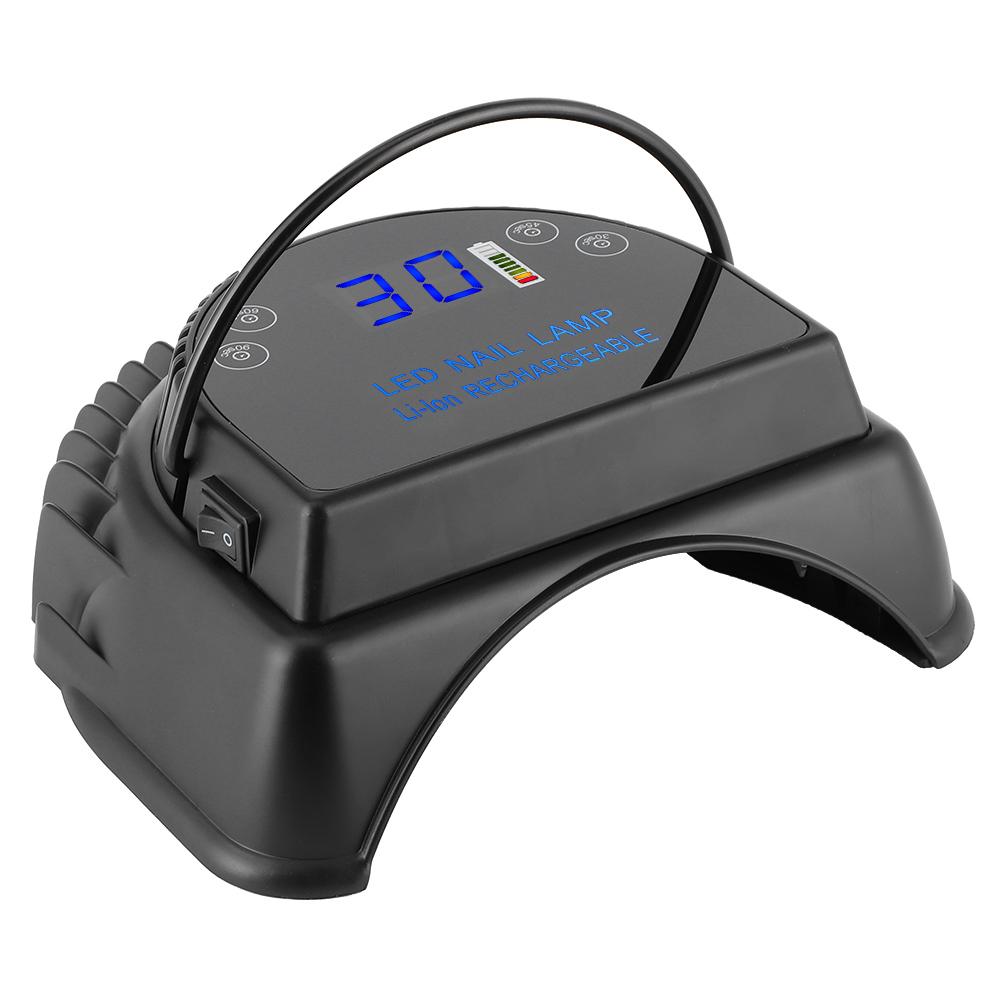 64W Black Rechargeable Nail Phototherapy Light LED Auto Induction Nail Dryer 100?240VUS Plug