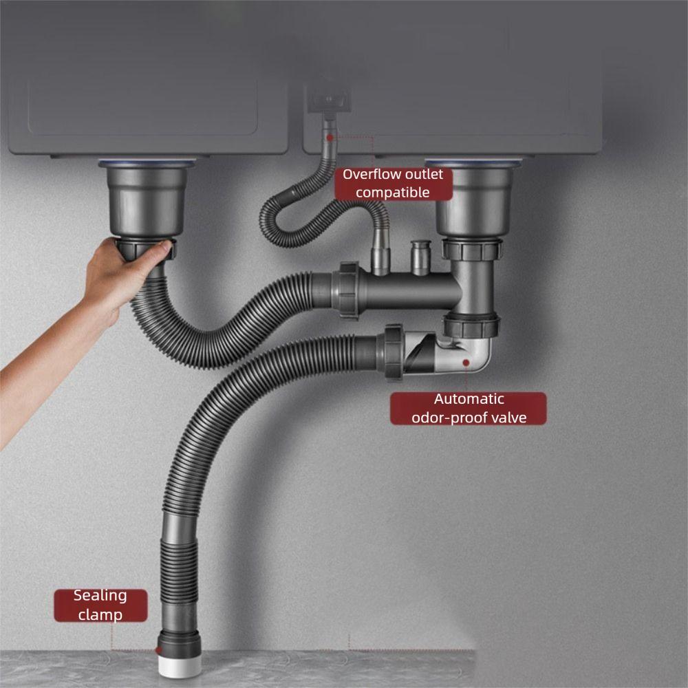 Water Blocking Double Sink Tube Stainless Steel Double Trough Basin  Dishwasher