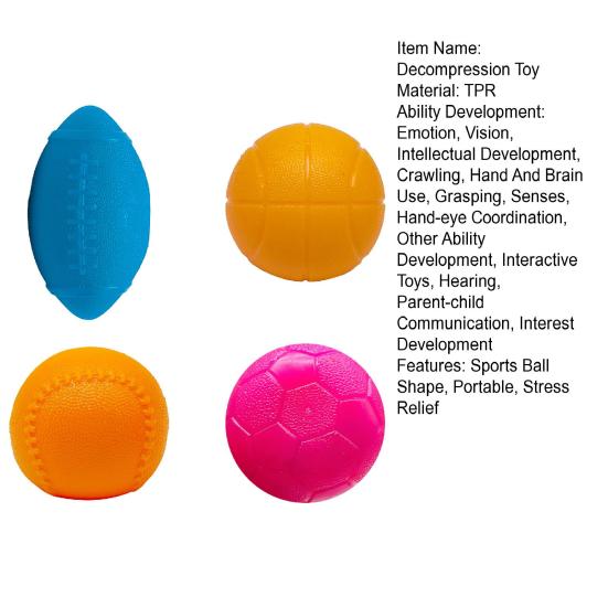 Yousheng Sports Ball Stress Relief Toy Mini Basketball Tennis Football Soccer Squeeze Fidget Toy Kids Adults Decompression Stress Ball Sports Lover