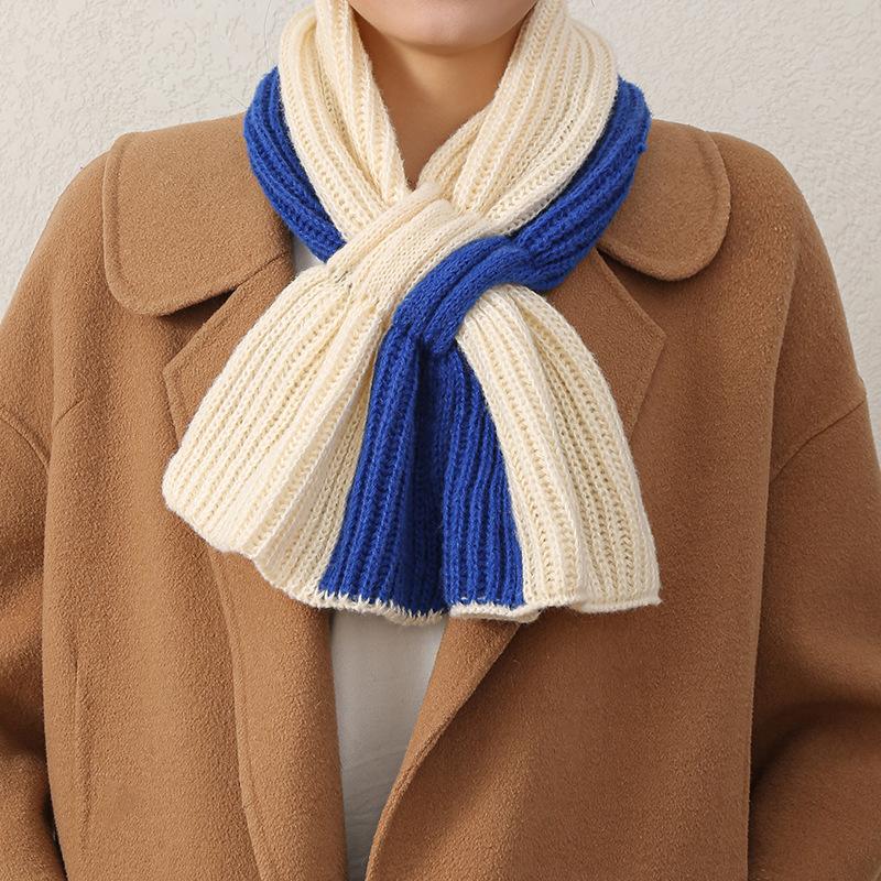 

Короткий женский шарф с крестообразным плетением на осень/зиму, корейский вариант, цветной, универсальный, теплый, для ленивой шеи 23*88CM