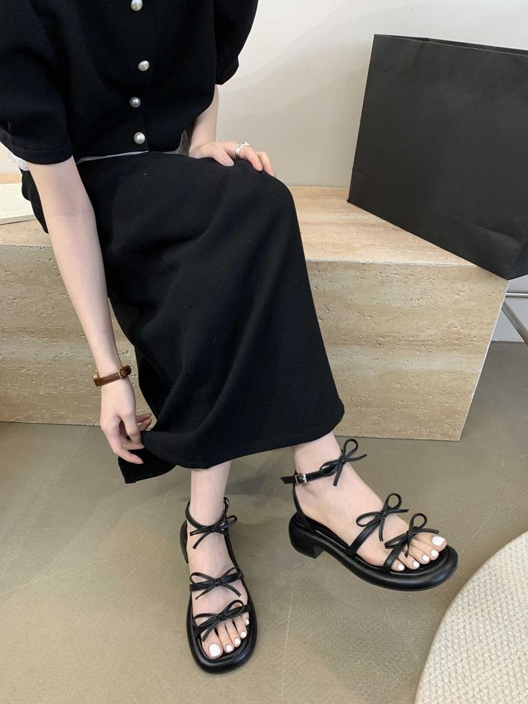 Fashion 2025 Summer New Fashion Women Sandals Casual Low Heels Outdoor Beach Flats Shoes Versatile Butterfly Knot Daily Women Sandals