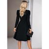 Women's Elegant Sold Color V-neck Long Sleeve Dress