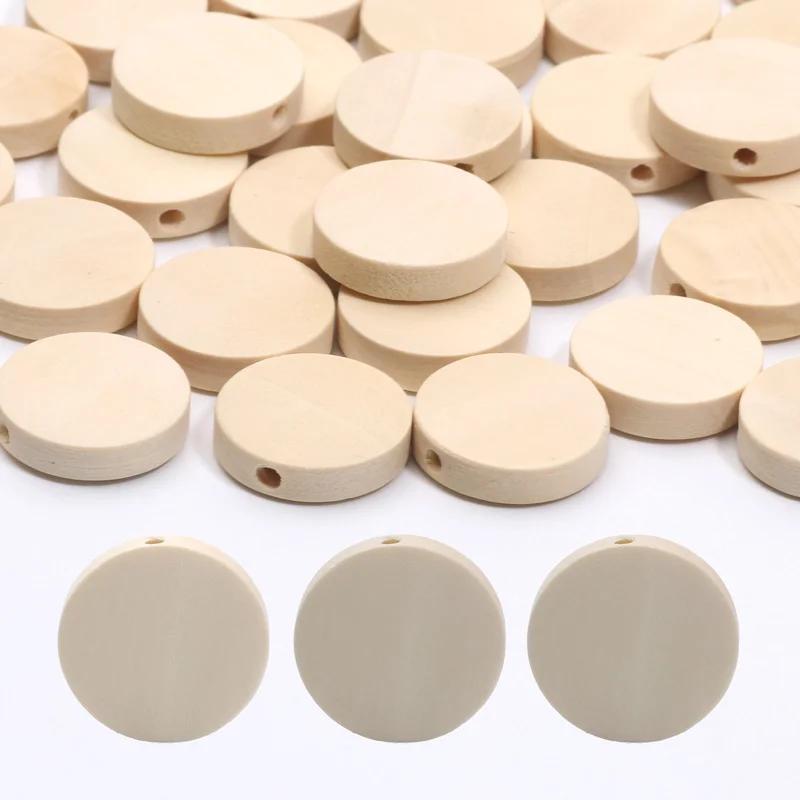 10-100 Stück 15-40mm Flache Runde Naturholzperlen Lose Abstandshalter Holzperlen Für Schmuckherstellung DIY Armband Halskette Zubehör