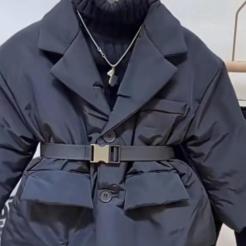 

Модный детский костюм для мальчиков и девочек с хлопковой подкладкой, куртка с поясом, детская весенне-осенне-зимняя куртка, теплая верхняя одежда, детская одежда 140cm чёрный