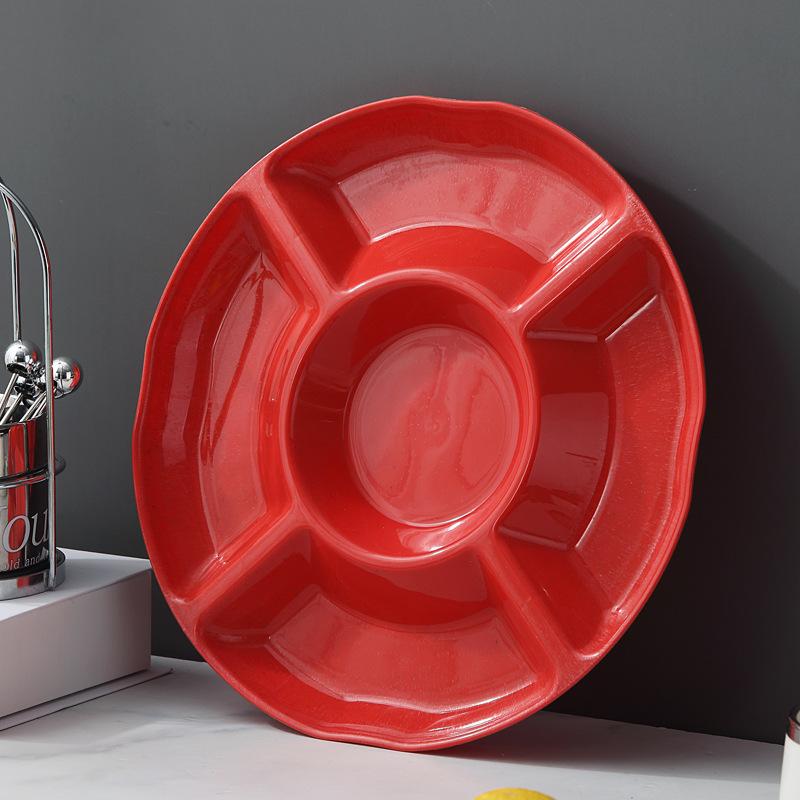Compact Round 5 Compartments Tray Versatile Divided Platter for Fruit Nuts and Perfect Hosting