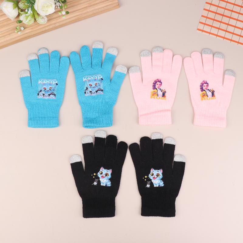 K Pop Demon Hunters Girls Gloves Woman Touch Screen Gloves Lady Winter Warm Cartoon Anime Accessories Cute Gift