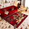 Antique Ornate Themed Rug, Red & Beige Floral Medallion Non-Slip Floor Mat for Bedroom Living Room Farmhouse Decor Carpet