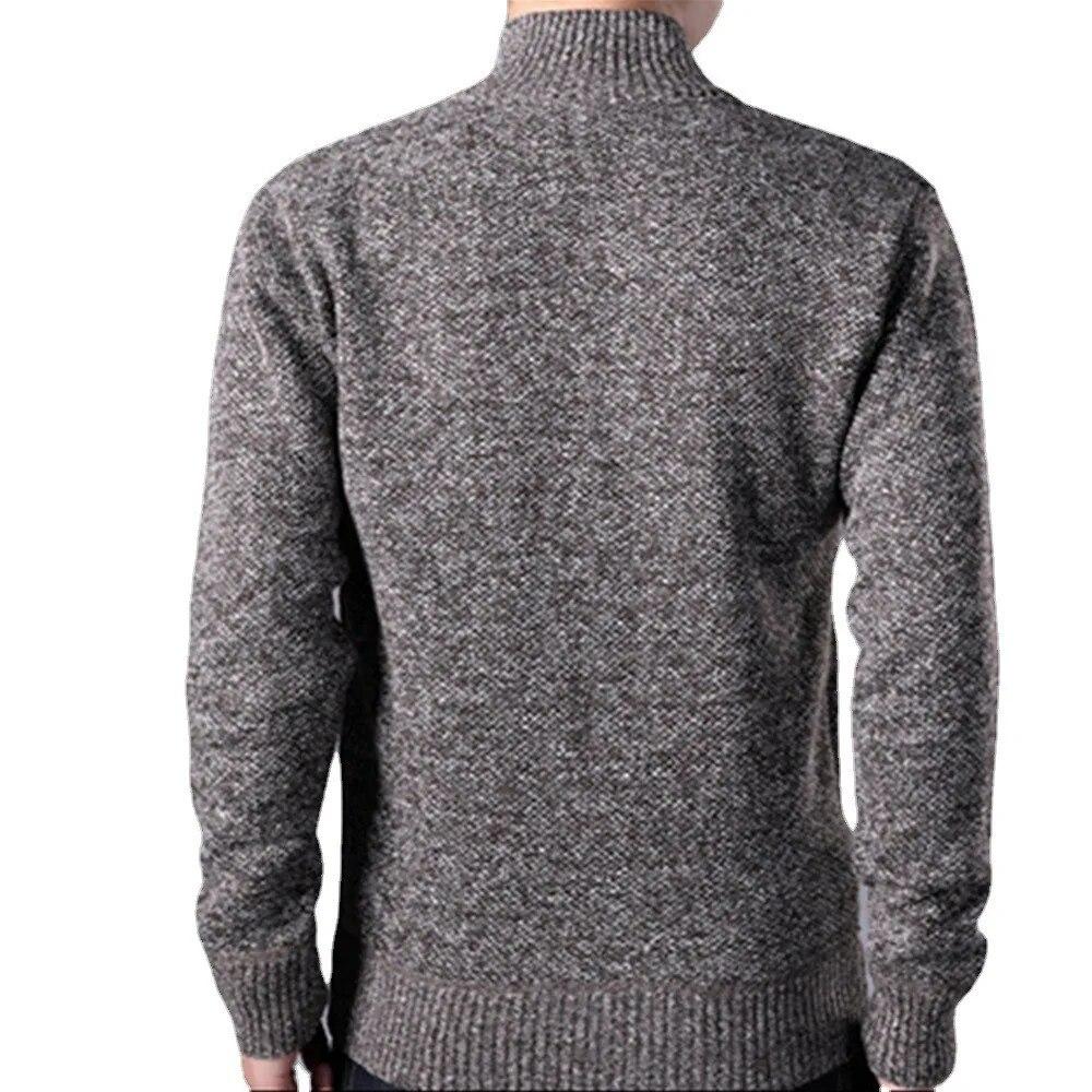 Pulover tricotat pentru bărbați, gros, de iarnă, alb, cu mânecă lungă, cardigan fleece, fermoar complet, îmbrăcăminte pentru bărbați, mai mari, pentru toamnă