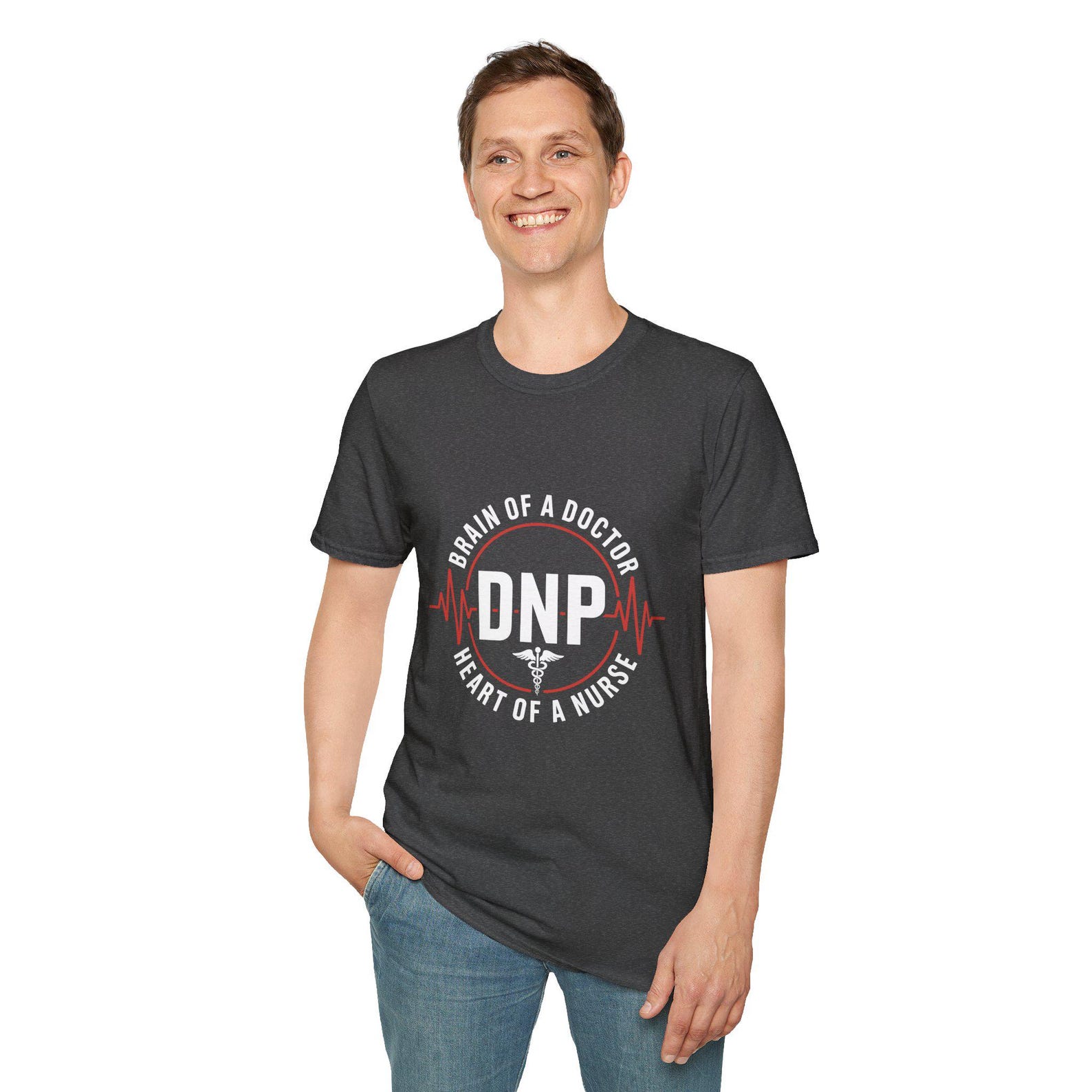DNP Shirt | Brain of Doctor Heart of Nurse Practitioner Tee S