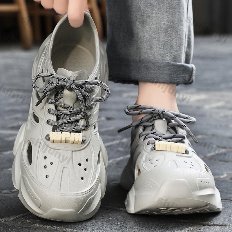 Fashion Plus Size Men's Shoes 2025 Summer New EVA Comfortable Lightweight Hollow Breathable Sandals Lace-up Casual Beach Shoes