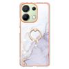 For Xiaomi Redmi Note 13 4G Case with Ring Kickstand Marble Pattern Electroplating TPU Back Cover