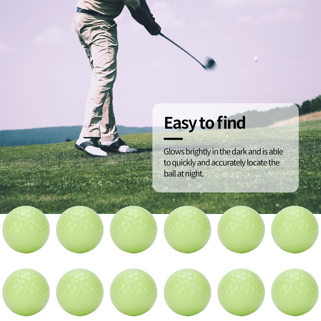 12PCS Golf Glow-in-the-Dark Balls Golf Water Practice Tournament Balls Golf Balls Fluorescent Balls Fluorescent Green