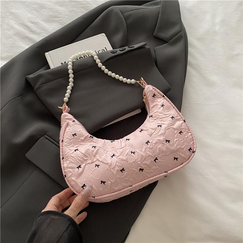 

Unique Wrinkled Bow Handbag Stylish Versatile Shoulder Underarm Purse For Women