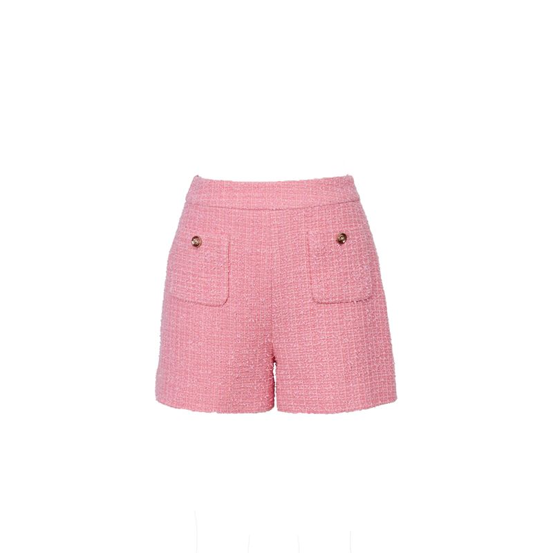 

Blacknini Lychee Berries Italian Giotex Import Jacquard round Neck Tweed Vest Coat/Shorts Powder shorts (brand: GIOTEX) L