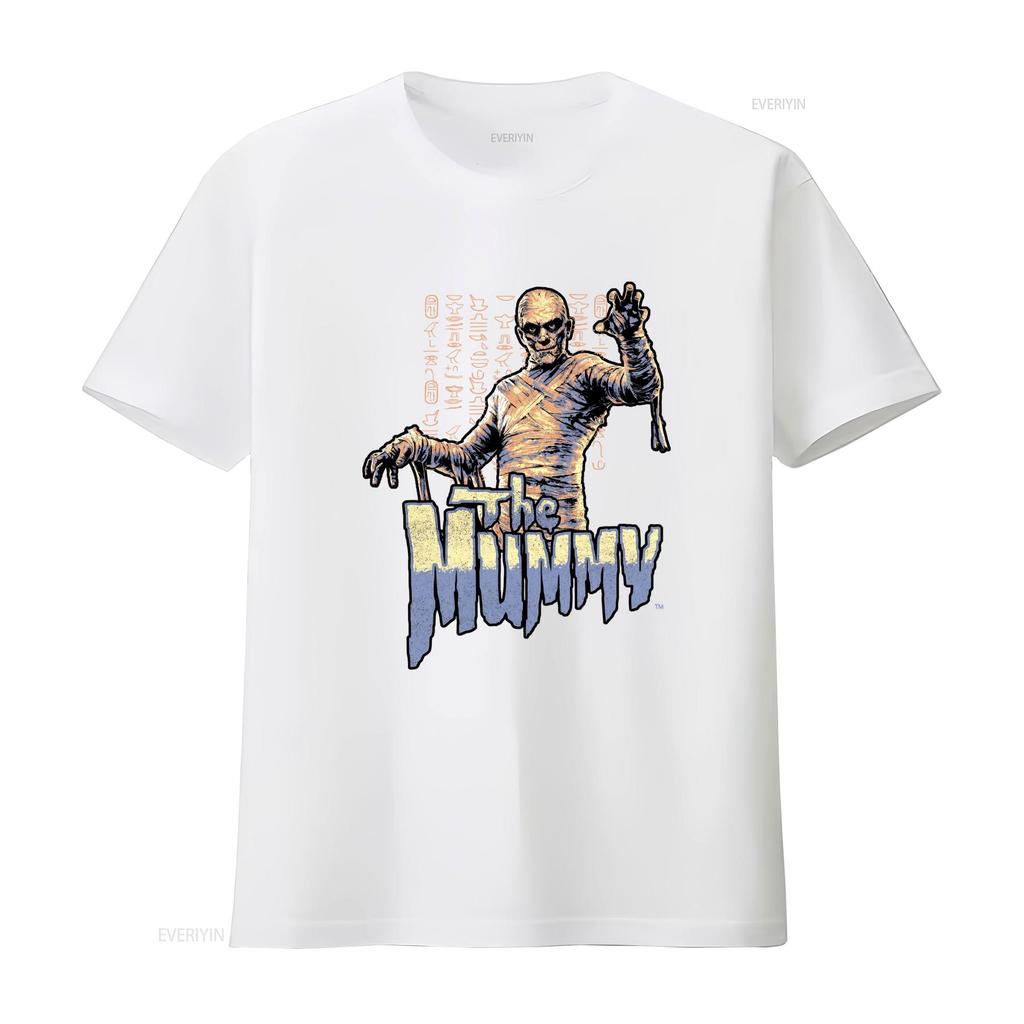 Universal Monster Movies The Mummy Egyptian Hieroglyphs Mens T Shirt vintage Washed Stretched Slightly Unisex designer clothes