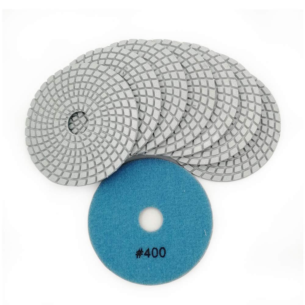 SHDIATOOL 8Pcs 4 Inch Diamond Wet Polishing Pads with White Bond Grit 50 Sanding Pads Grinding Pads for Marble Granite Stone