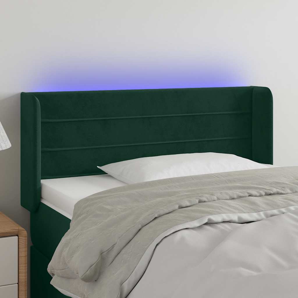 Vidaxl Zagłówek Do Łóżka Z Led, Ciemnozielony, 83X16X78/88 Cm, Aksamit