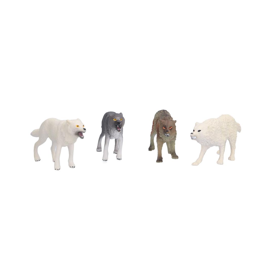 4pcs Wolf Toy Figurines Hand Made High Simulation Animal Action Figures Playsets for Collection