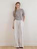 LE STUDIO Rounded Neck Waffle Short Sleeve Knit Gray