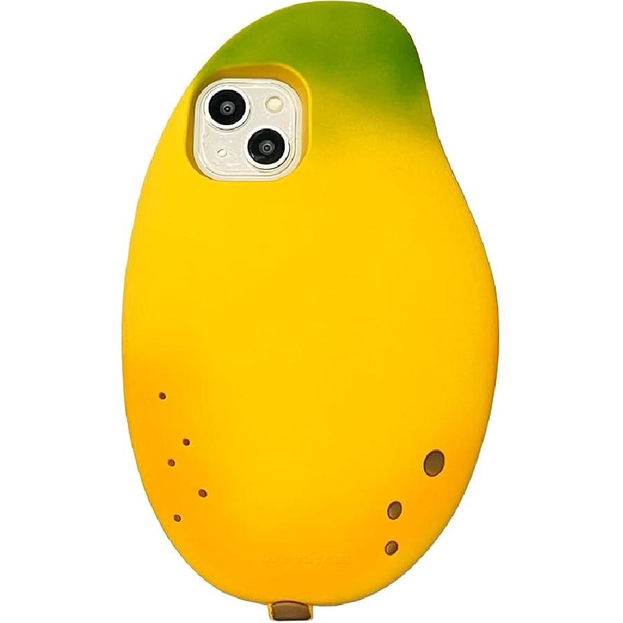 3D Cartoon Case for iPhone 15 Pro Max,Kawaii Phone Case Cute Funny Mango Case for Women Soft Silicone Shockproof Cover for iPhone 15 Pro Max iPhone 11