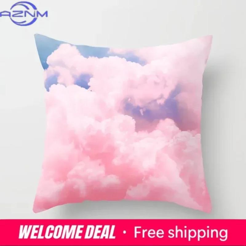 Quarto Sala Sofá Escritório Capa de Almofada Fronha Rosa Céu Nuvem Almofada