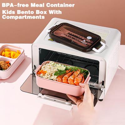 1050 ml Bento-Box, Lunchbox, doppellagig, auslaufsicher, lebensmittelecht, hitzebeständig, mit Geschirr, Bento-Box, Heimbedarf
