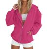 Women's Long Sleeve Solid Color Hooded Sweatshirt Jacket