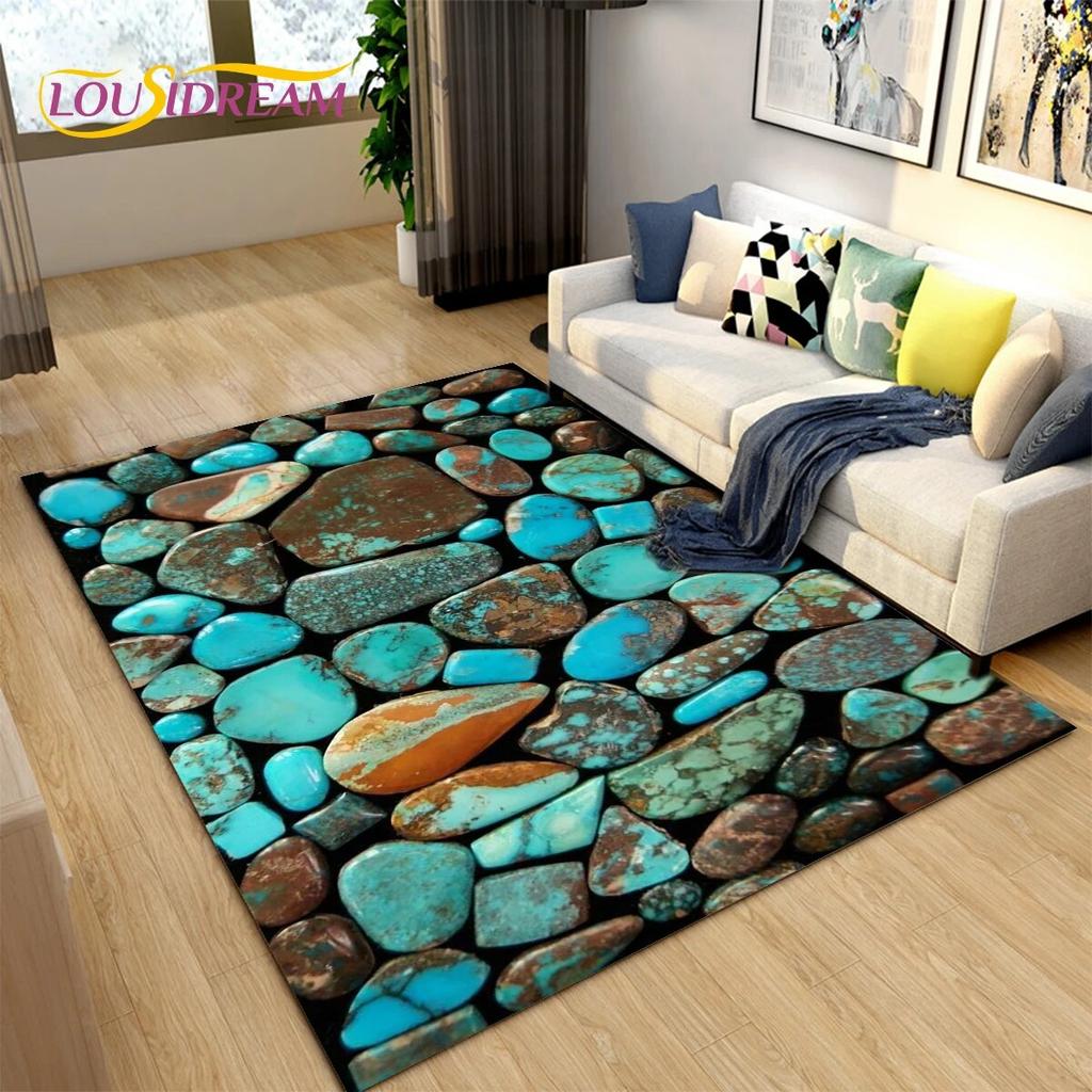 3D Color Cobblestone Stone Area Rug,Carpet Rug for Living Room BedRoom Decoration,Kitchen Doormat Bathroom Anti-slip Floor Mat