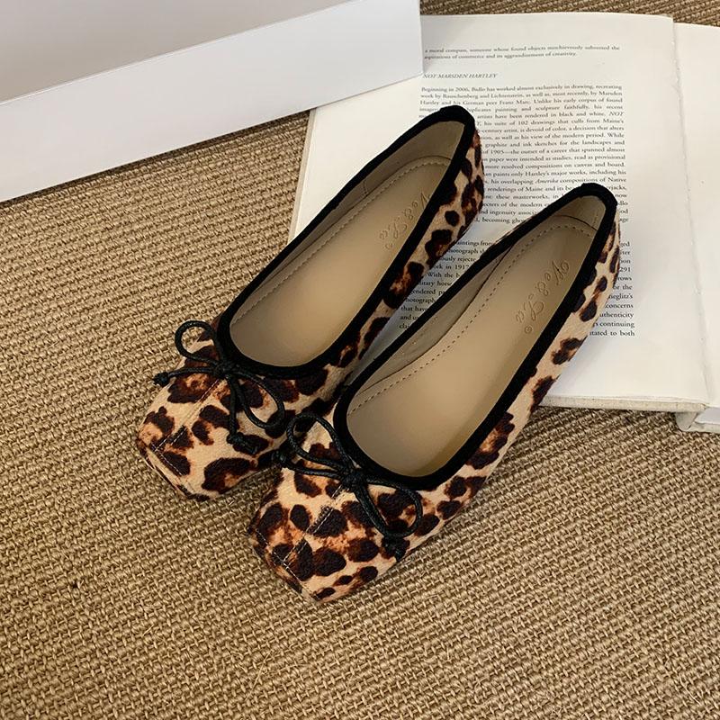 Fashion New Fashion Butterfly-Knot Women Flats Slip On Shoes Female Square Toe Footwear Shallow Ladies Flats With Shoes