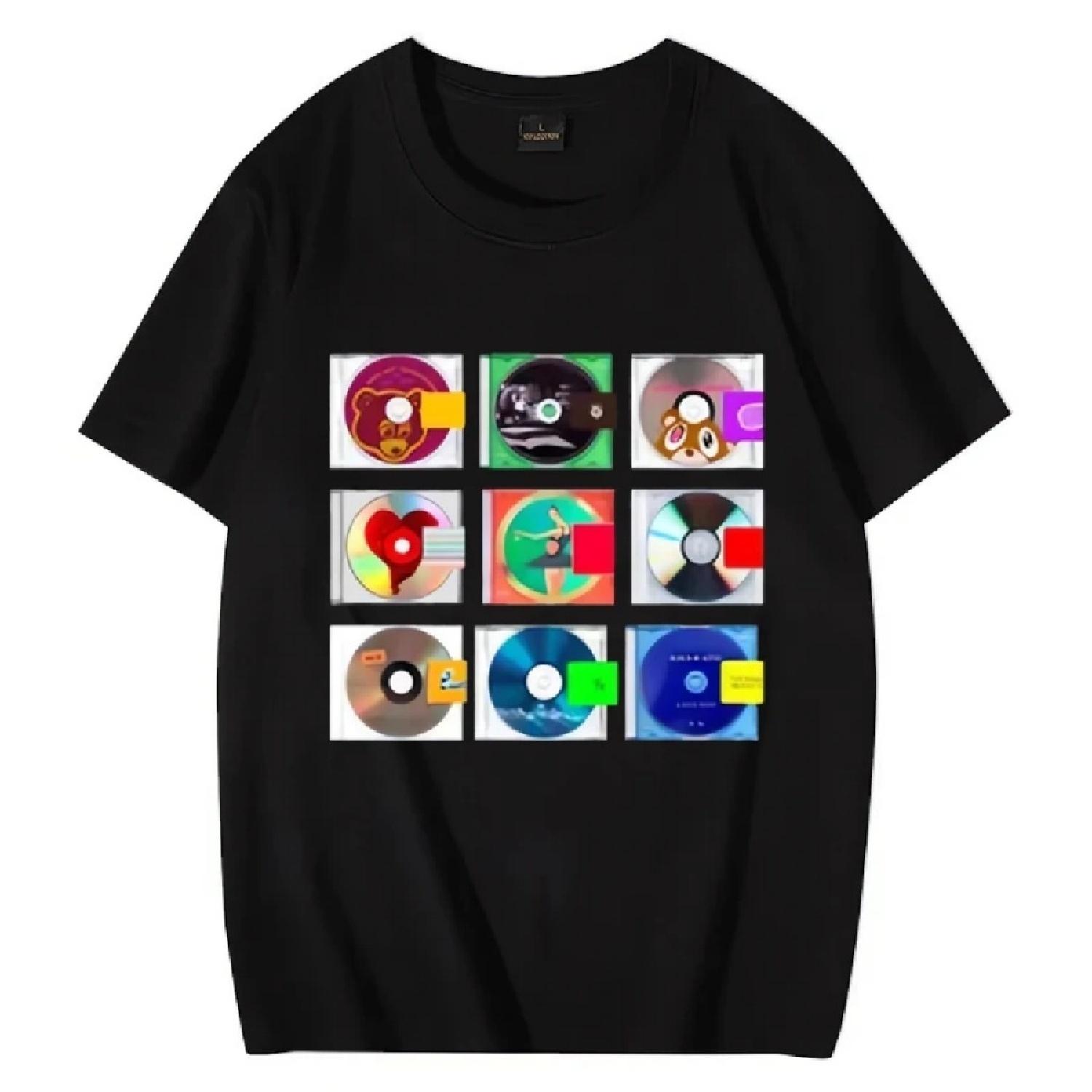 

Kanye West Graduation Bear music Album T shirt Men Women 90s black classic Hip Hop streetwear short sleeve Unisex Cotton Tee XXXXXL чорний