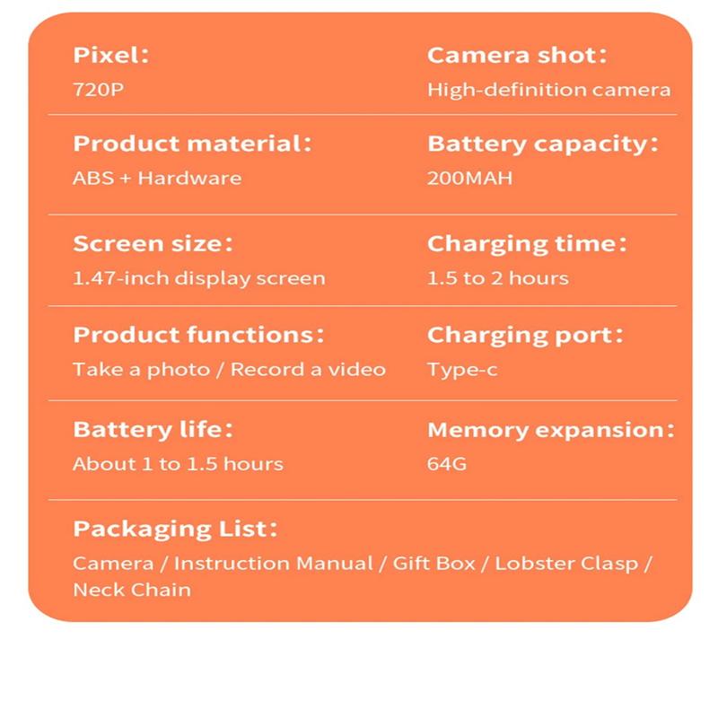 Palm-Sized Mini Digital Camera 180° Flip Selfie Screen with Flashlight Multiple Filters Keychain Portable Digital Camera LK027