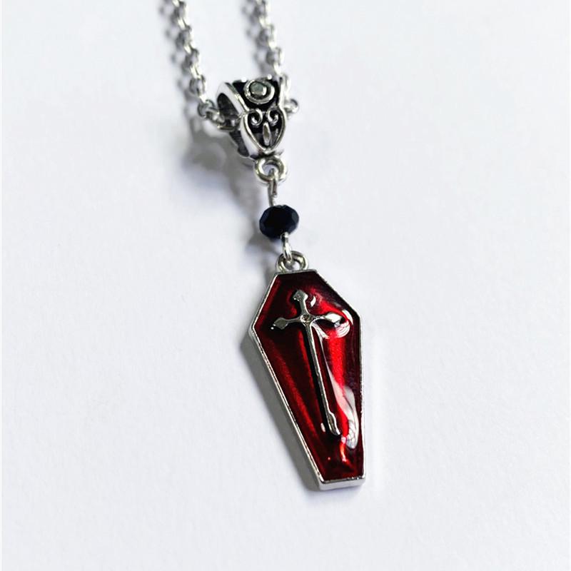 European Retro Vampire Cross Coffin Earrings with Red Drip Oil for Halloween