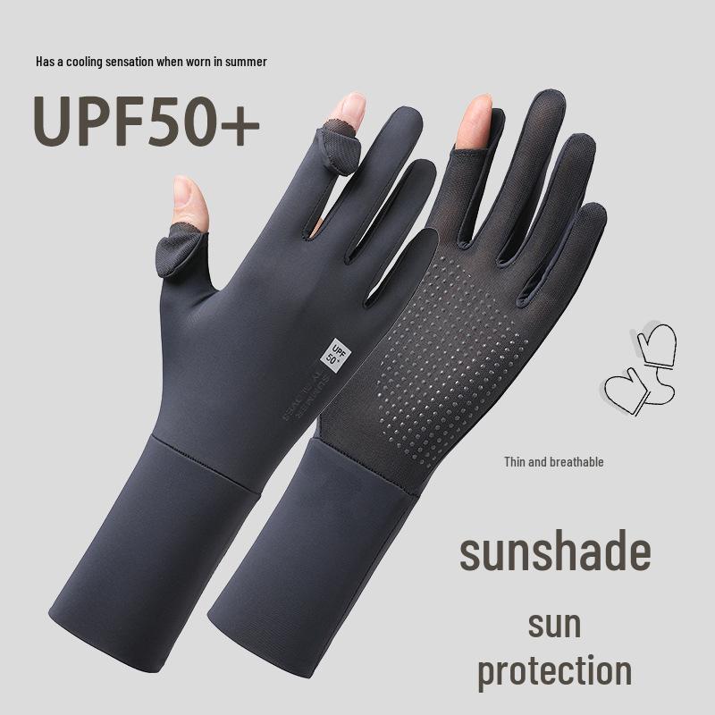 Women's Ice Silk Sun Protection Gloves - Extended, Breathable, Anti-UV, Non-Slip Cooling Sleeves with Flip-Top