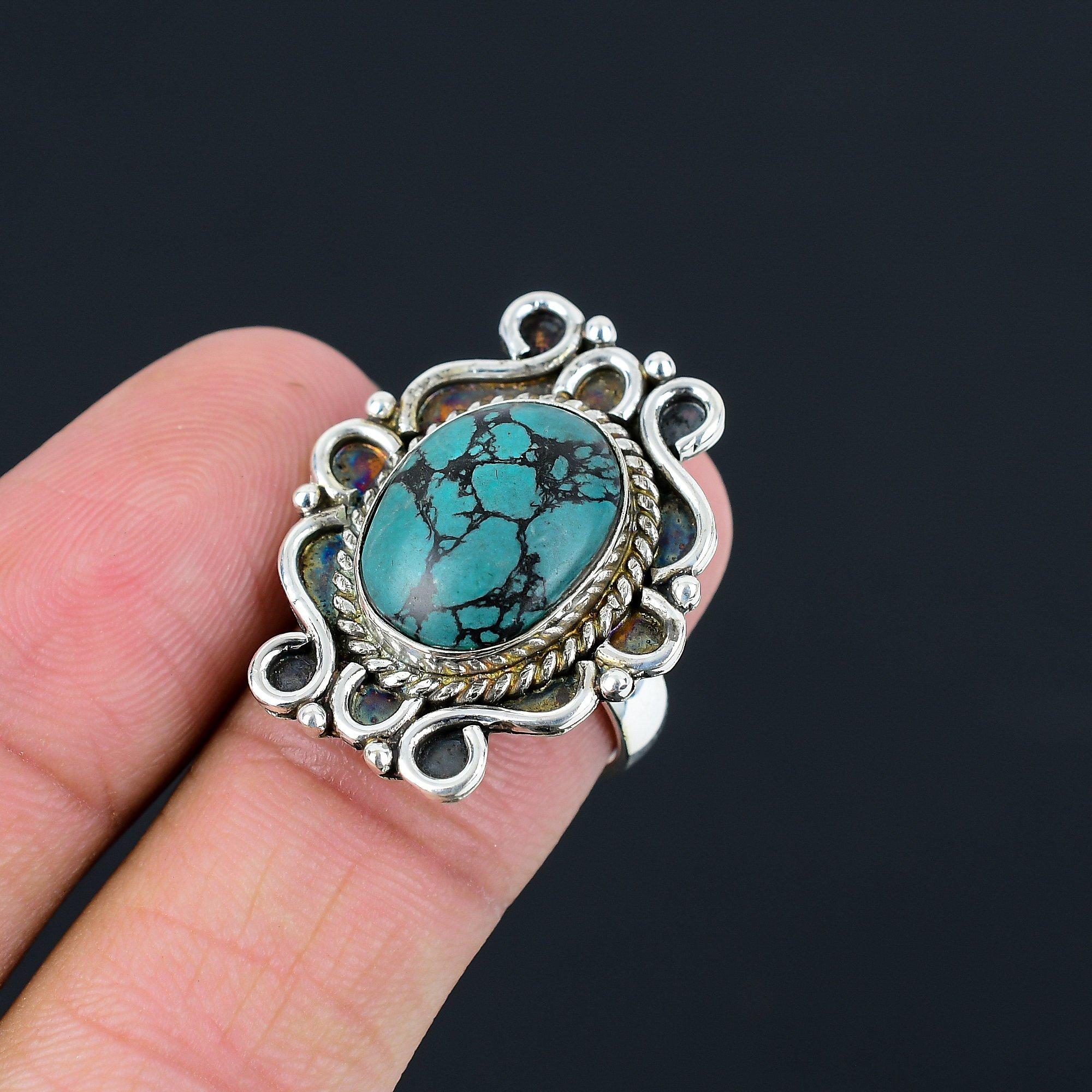 

Natural Santa Rosa Turquoise New Stackable Ring Jewelry Size 7.5 Sterling Silver 7.5