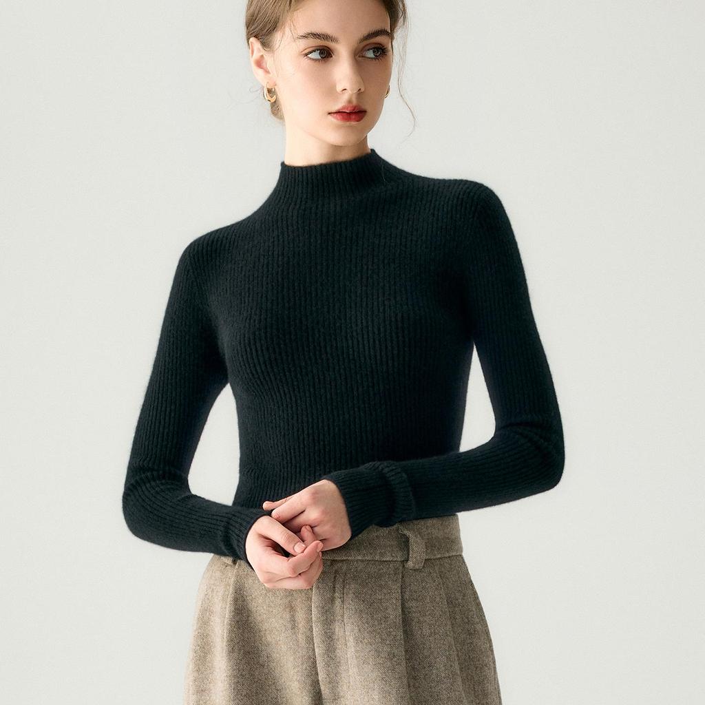 Maglione da donna a collo alto, vestibilità slim, 100% puro cashmere, per Autunno/Inverno