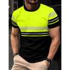 Men's 3D printed color blocked design short sleeved T-shirt