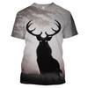 Camo Jakt dyr Hjort elg 3D T-skjorte Sommer Uformell Herre T-skjorter Mote Streetwear Dame Pullover Kortermede topper