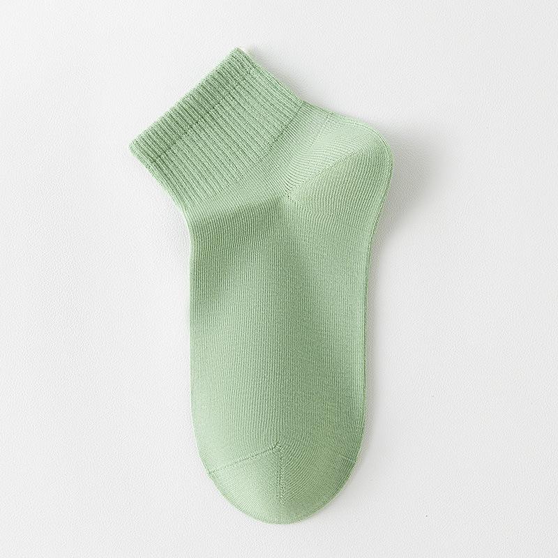 Women's Spring and Summer Anti-odor Mid-calf Socks, Sweat-absorbing and Breathable Thin Solid-color Cotton Socks, Casual Summer Antibacterial Socks
