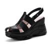 Summer platform Roman sandals women's 2025 summer new British style woven hollow leather wedge heel versatile sandals