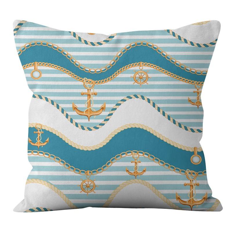 Home Ocean Blue Digital Printed Sofa Pillow Line Cushion Waist Pillow Cover Premium Durable Quality Useful Practical