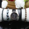 5pcs Set Fashionable New Quartz Watch Bracelet Calendar Gentlemanliness Round Dial Classic Watch for Gift Include Bracelet Box