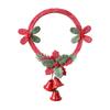 Christmas Window Decoration Non-woven Fabric Bell Wreath, Holly Berry Wreath with Mini Xmas Tree Bells, Hanging for Front Door Wall