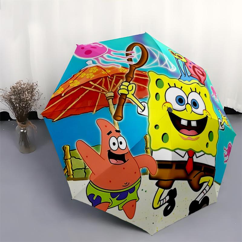 1pc SpongeBob SquarePants and Patrick Star Automatic Opening and Closing Umbrella, Portable Small Umbrella for Men and Women P090