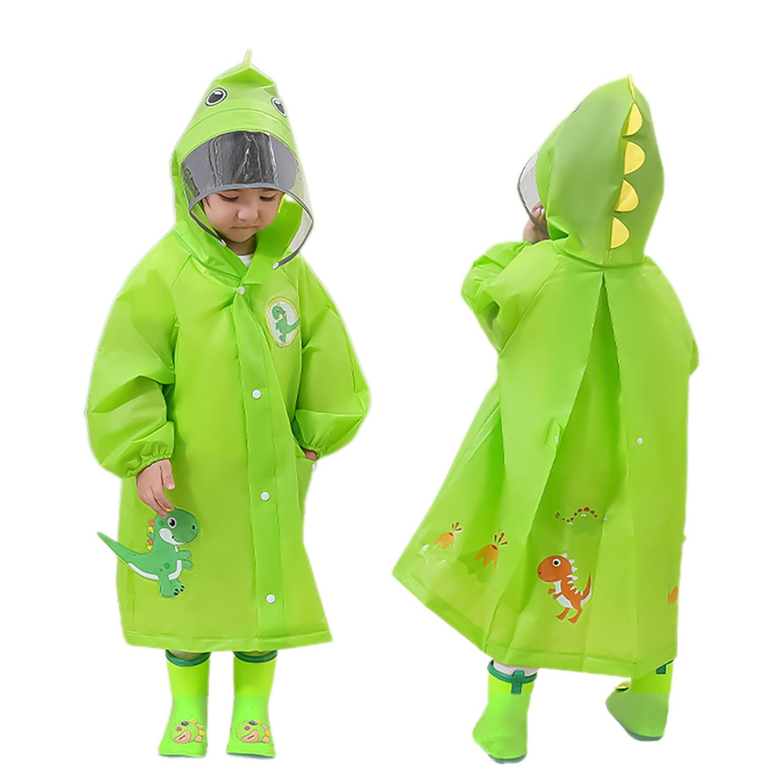 

Volunboy Raincoat for Boys and Compatible with School Reflective Dinosaur and Unicorn Rain Gear for Kindergarten and Includes Storage Size Size Kids зелёный