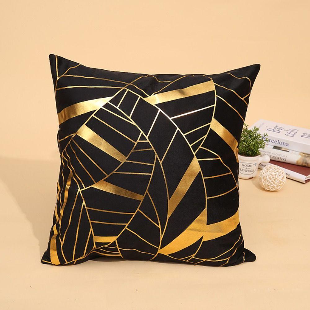 Golden Geometric Cushion Cover Square Pillowcase Comfortable Pillow Cover  Home