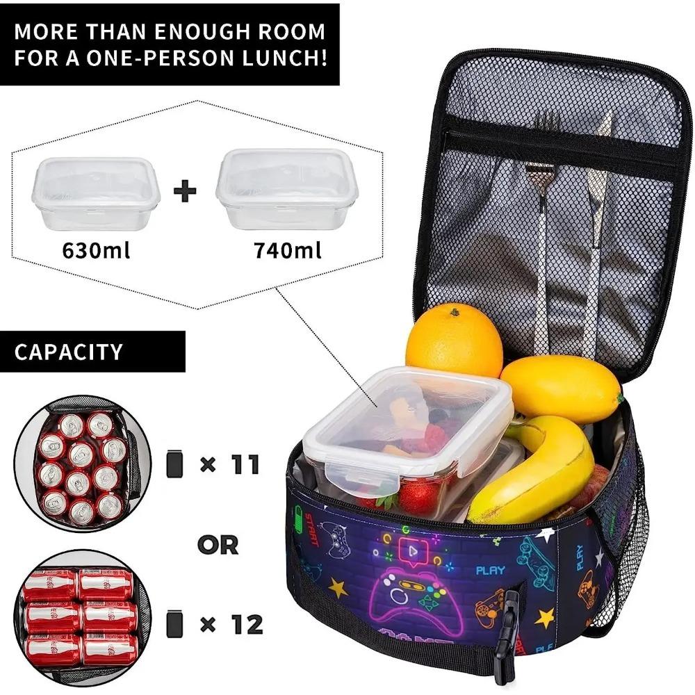 Game Gamer Lunch Box Lunch Bags Insulated Leakproof Lunch Bag for Men Boys Reusable Handbags Thermal Cooler Bento Tote Bag