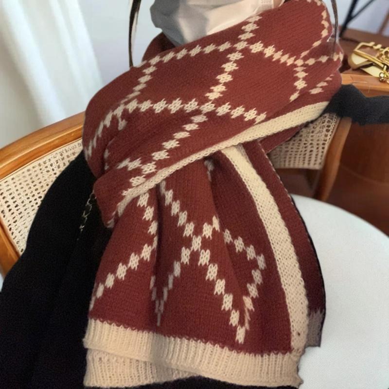 Fashionable Christmas Elk Snowman Scarf Warm Shawl Red Scarf Student Couple Christmas Gift Winter Warm Neck Protection Scarf